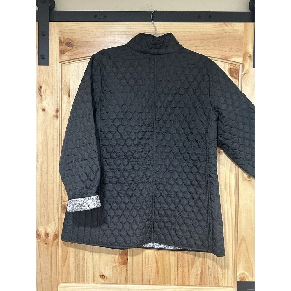 Cynthia Rowley Quilted  Barn Jacket Black Size XL Snap Button Enclosure Pockets